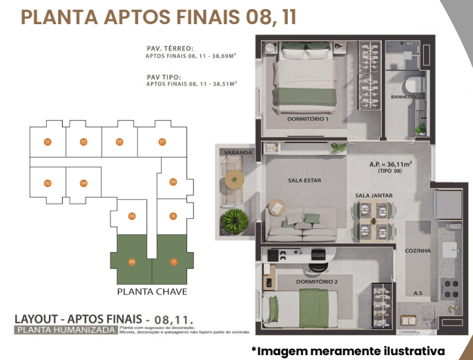 Apartamento à venda com 38m², 2 quartos sem vaga - 24