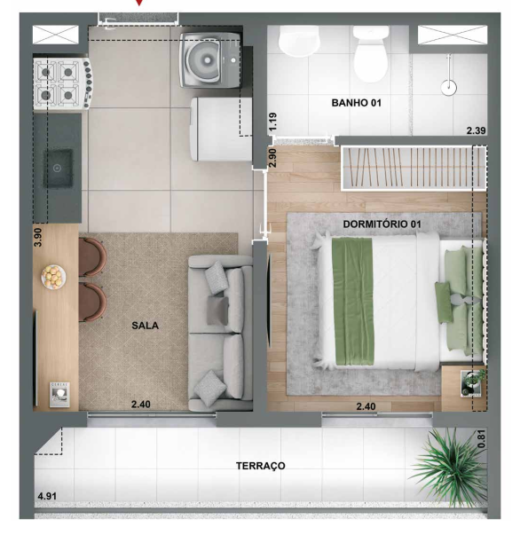 Apartamento à venda com 28m², 1 quarto sem vaga - 14