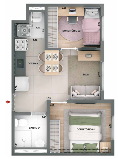 Apartamento à venda com 32m², 2 quartos sem vaga - 14