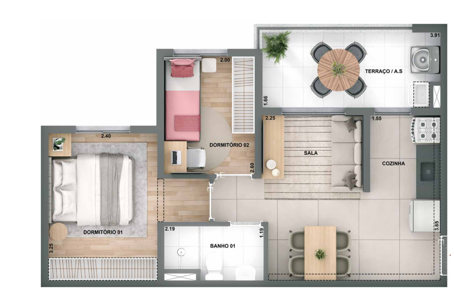 Apartamento à venda com 44m², 2 quartos sem vaga - 14