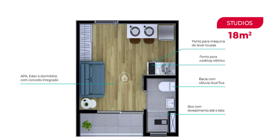 Studio à venda com 18m², 0 quartos sem vaga - 13