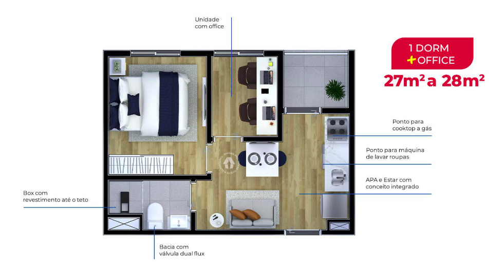 Apartamento à venda com 26m², 1 quarto sem vaga - 13