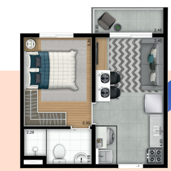 Apartamento à venda com 27m², 1 quarto sem vaga - 16