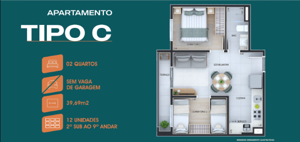 Apartamento à venda com 39m², 2 quartos sem vaga - 23