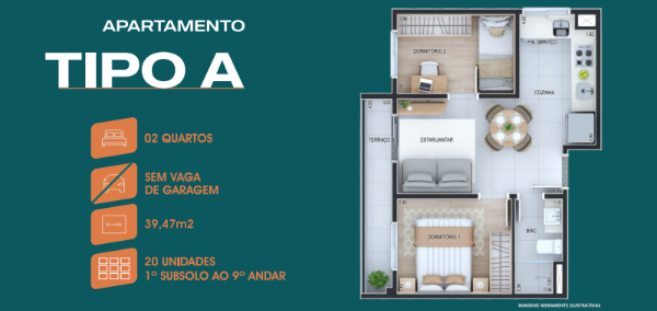 Apartamento à venda com 39m², 2 quartos sem vaga - 24