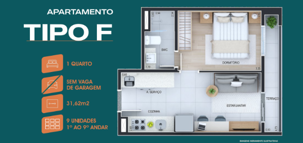Apartamento à venda com 31m², 1 quarto sem vaga - 23