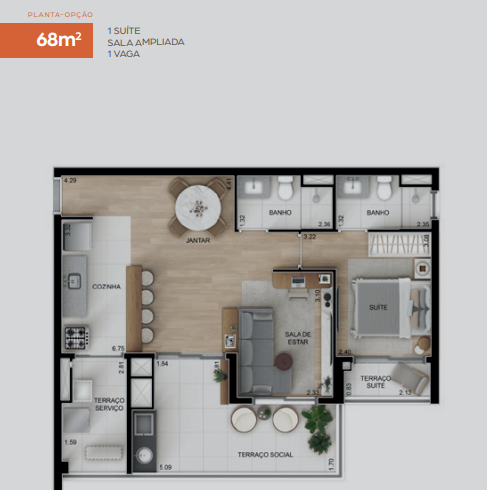 Apartamento à venda com 68m², 1 quarto com vaga - 19