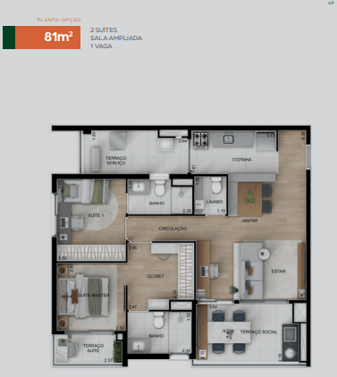 Apartamento à venda com 81m², 2 quartos com vaga - 19
