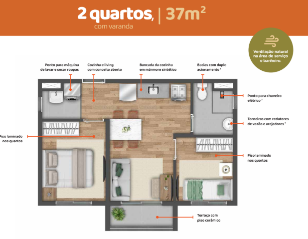 Apartamento à venda com 37m², 2 quartos sem vaga - 19