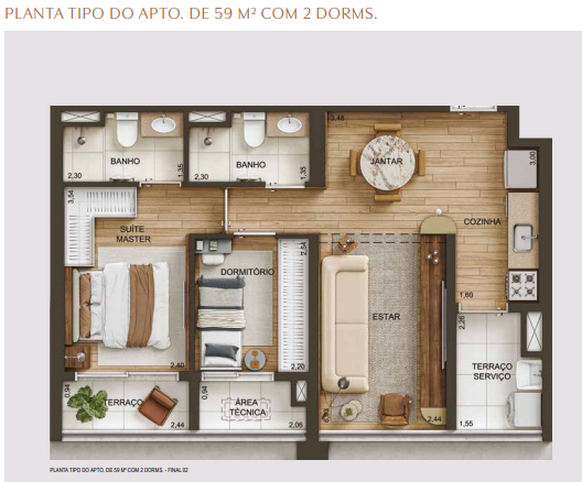 Apartamento à venda com 59m², 2 quartos com vaga - 37