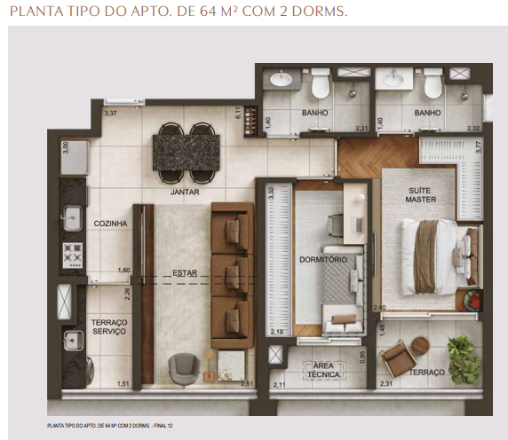 Apartamento à venda com 64m², 2 quartos com vaga - 37