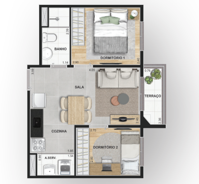 Apartamento à venda com 36m², 2 quartos sem vaga - 20
