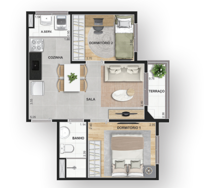 Apartamento à venda com 38m², 2 quartos sem vaga - 20