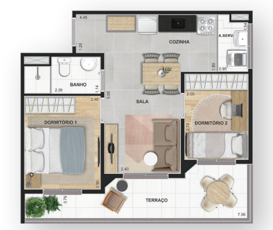 Apartamento à venda com 47m², 2 quartos sem vaga - 20