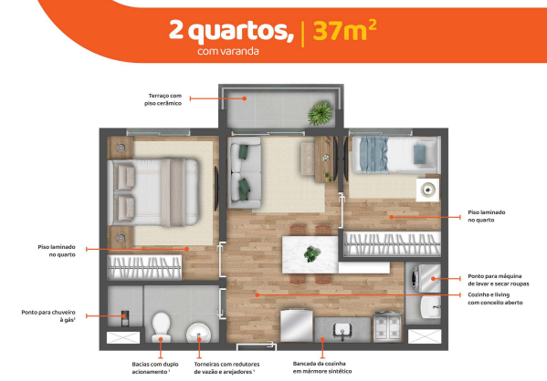 Apartamento à venda com 37m², 2 quartos sem vaga - 16