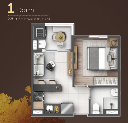 Apartamento à venda com 28m², 1 quarto sem vaga - 30