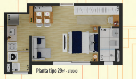 Studio à venda com 29m², 0 quartos sem vaga - 9