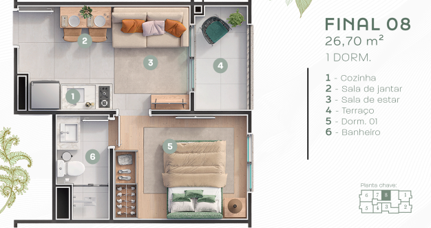 Apartamento à venda com 26m², 1 quarto sem vaga - 12