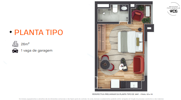 Studio à venda com 26m², 0 quartos com vaga - 10