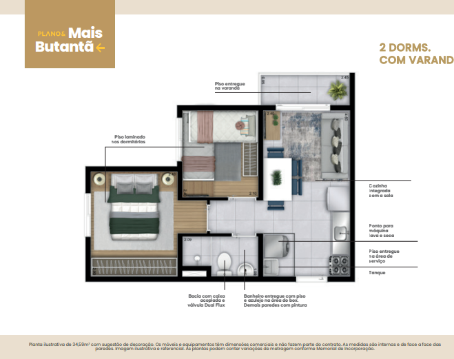Apartamento à venda com 33m², 2 quartos sem vaga - 25