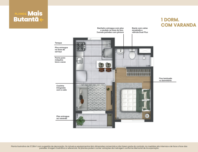 Apartamento à venda com 27m², 1 quarto sem vaga - 25