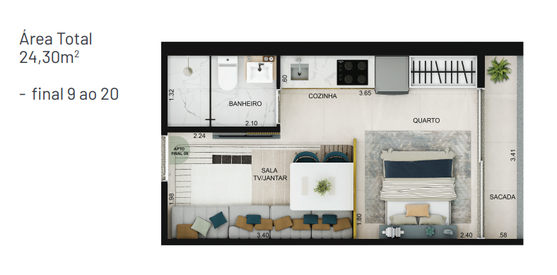 Studio à venda com 24m², 0 quartos com vaga - 13