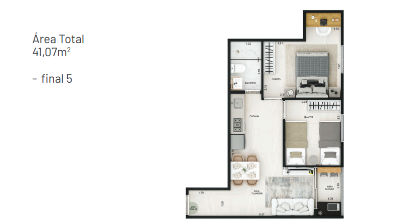 Apartamento à venda com 41m², 1 quarto sem vaga - 13
