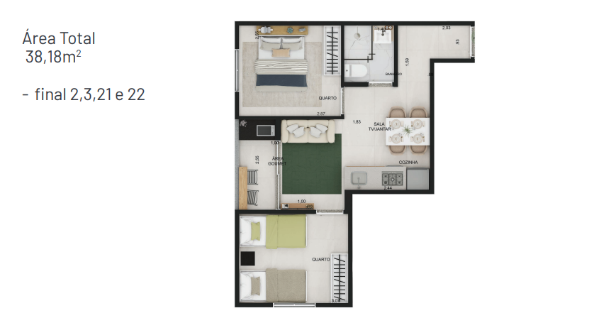 Apartamento à venda com 38m², 2 quartos sem vaga - 13