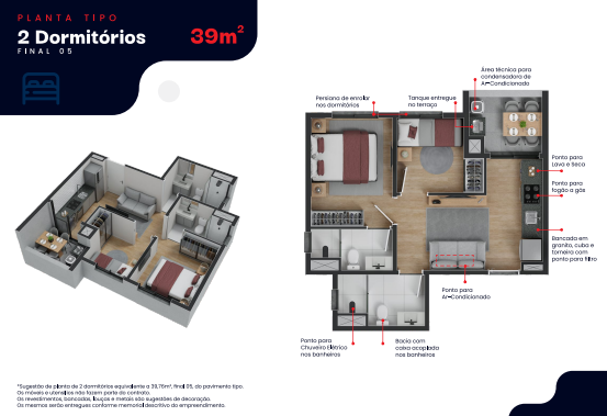Apartamento à venda com 39m², 2 quartos sem vaga - 24