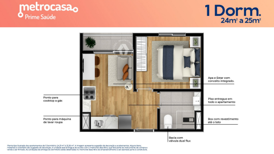 Apartamento à venda com 24m², 1 quarto sem vaga - 22