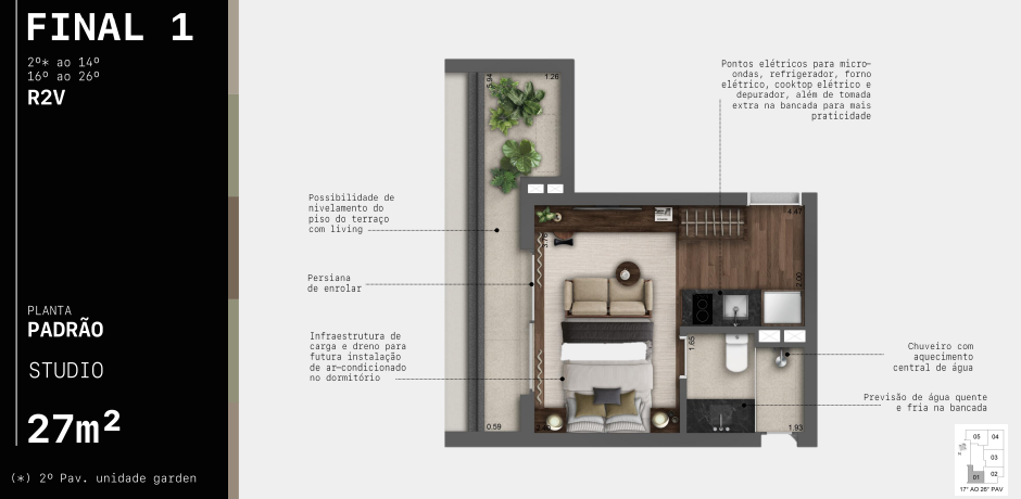 Studio à venda com 27m², 0 quartos sem vaga - 16