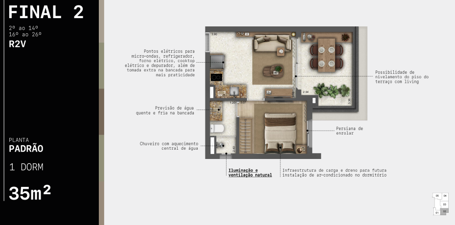 Apartamento à venda com 41m², 1 quarto sem vaga - 16