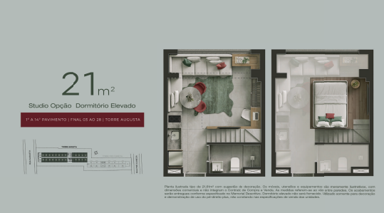 Studio à venda com 21m², 1 quarto sem vaga - 18