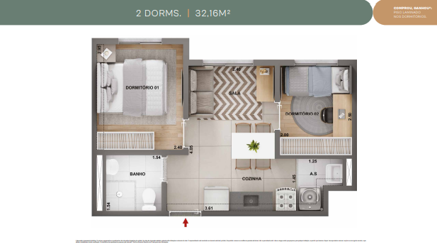 Apartamento à venda com 32m², 2 quartos sem vaga - 26