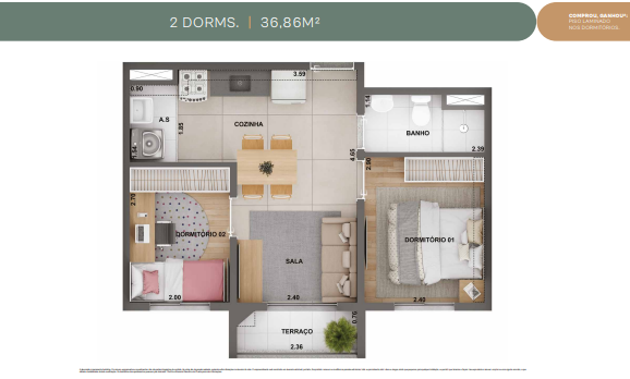 Apartamento à venda com 36m², 2 quartos sem vaga - 26