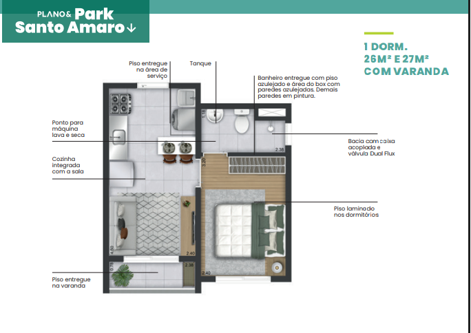 Apartamento à venda com 27m², 1 quarto sem vaga - 20