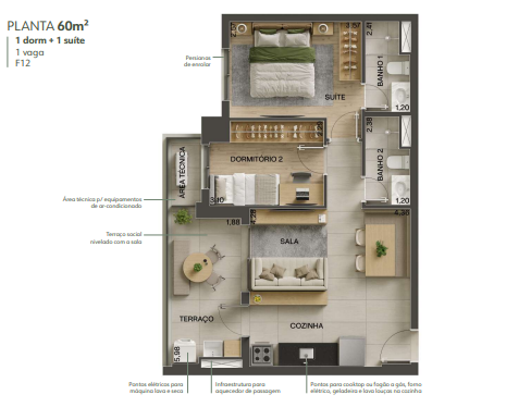 Apartamento à venda com 60m², 2 quartos com vaga - 15
