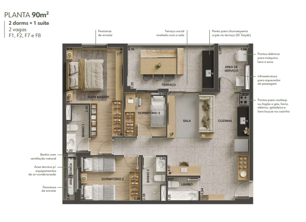 Apartamento à venda com 90m², 3 quartos com vaga - 15