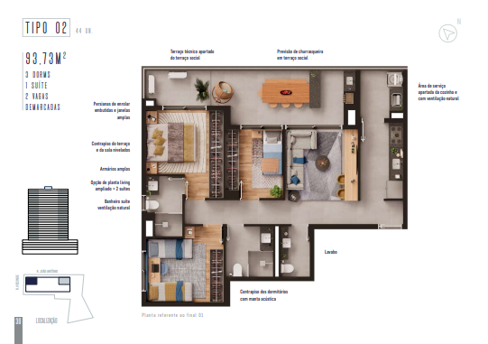 Apartamento à venda com 93m², 3 quartos com vaga - 17