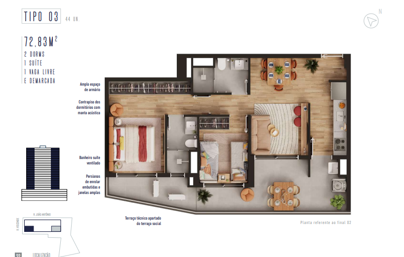 Apartamento à venda com 72m², 2 quartos com vaga - 17