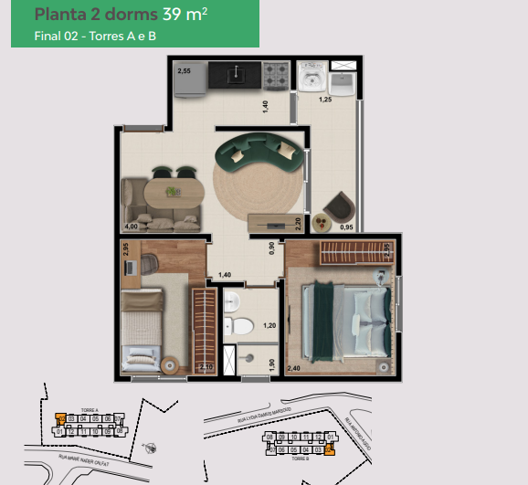 Apartamento à venda com 39m², 2 quartos sem vaga - 23