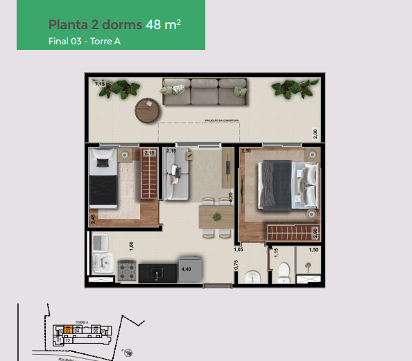 Apartamento à venda com 48m², 2 quartos com vaga - 23