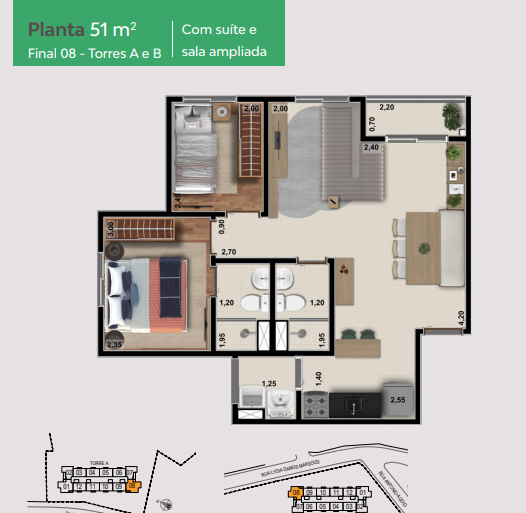 Apartamento à venda com 51m², 2 quartos com vaga - 23