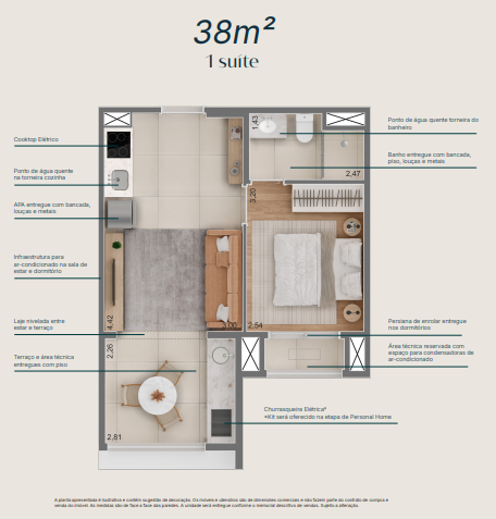 Apartamento à venda com 38m², 1 quarto com vaga - 18