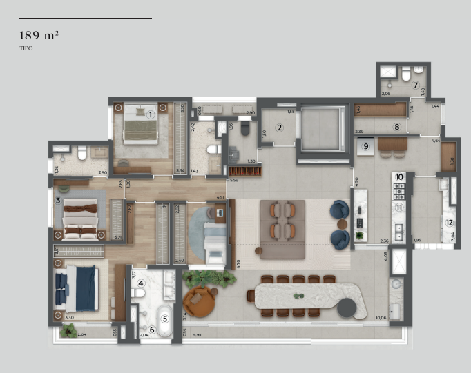 Apartamento à venda com 189m², 4 quartos com vaga - 15
