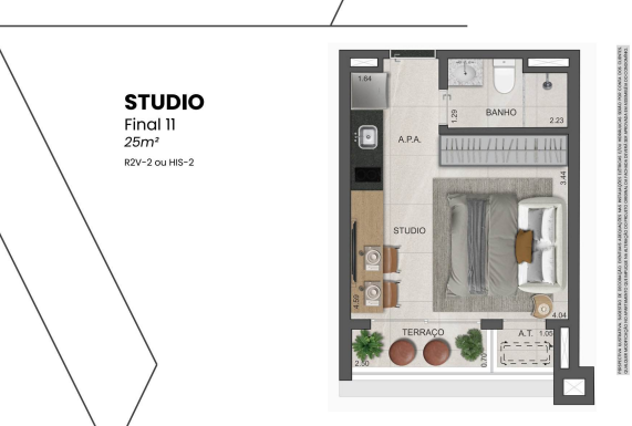 Studio à venda com 25m², 0 quartos sem vaga - 21