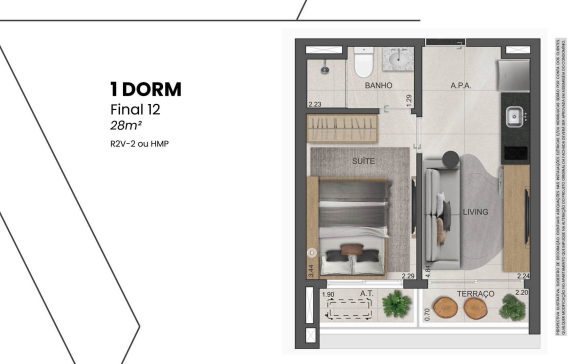 Apartamento à venda com 28m², 1 quarto sem vaga - 21