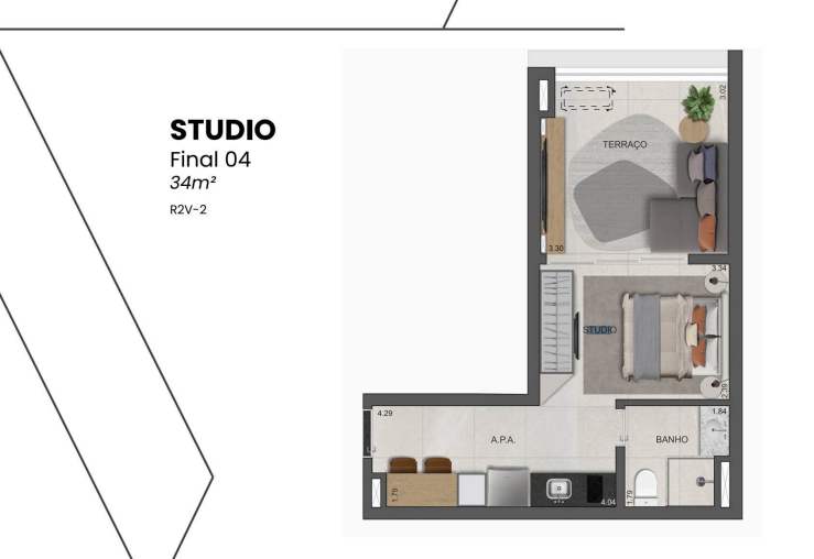 Studio à venda com 34m², 0 quartos sem vaga - 21