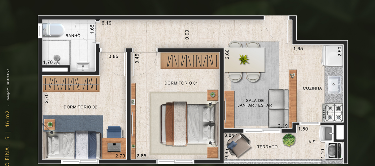 Apartamento à venda com 46m², 2 quartos com vaga - 25
