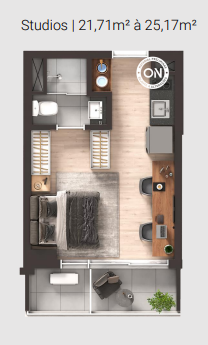 Studio à venda com 21m², 0 quartos sem vaga - 16